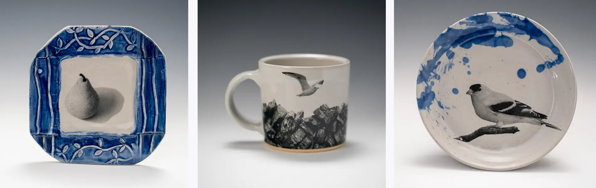 Three images of Keith Mays ceramics
